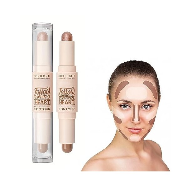 Contouring Maquillage,Stick Contouring,Contour Stick,Illuminateur Contouring,Highlighter Stick,Stylo Illuminateur Maquillage,