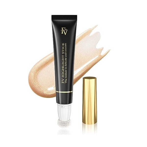 FV Iluminador liquido, Iluminadores de Maquillaje, Larga Duració Highlighter Makeup, Iluminador en Barra Con Aplicador Almoha