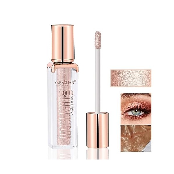 MTUVKGT Highlighter Liquide Pailleté, Maquillage Glitter Highlighter Crème Lisse, Illuminateur Bronzer Scintillant Pour Le Co