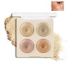 Boobeen Palette de maquillage surligneur 4 couleurs, illuminateur de joues en poudre cuite au four pour le visage, sculpture 