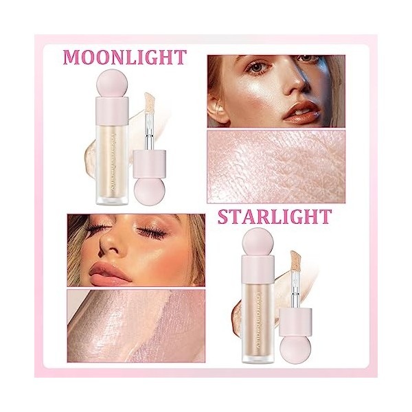 Highlighter Liquide 4PCS Maquillage Polyvalent à Texture Légère Longue Durée et Imperméable à Leau Rare Beauty crée un look 