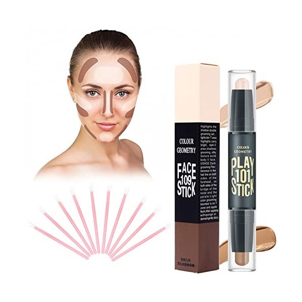 Contouring Maquillage,Stick Contouring,Bâton Contouring,Illuminateur Maquillage,Highlighter Stick,Stylo Illuminateur Maquilla