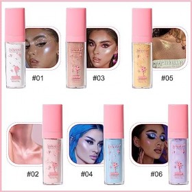 Surligneur Bâton Puff 6 Couleurs Fée Bâton Surligneur Poudre Paillette Visage Bombe Paillette Cheveux et Corps Paillettes Cor