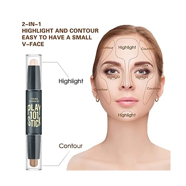 Contouring Maquillage,Stick Contouring,Illuminateur Contouring,Highlighter Stick,Stylo Illuminateur Maquillage,Bâton Contouri