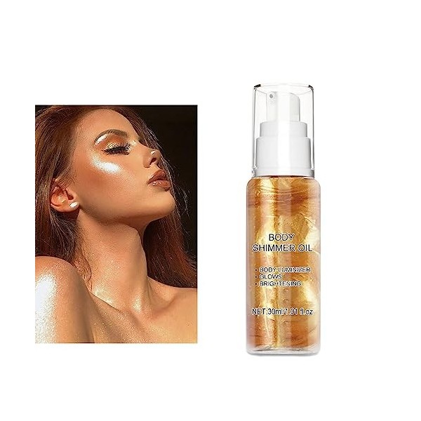 Body Oil Shimmer, Shimmer Lotion Pour Le Corps, Illuminateur De Teint, Highlighter Maquillage Liquide, Hydratation et éclat à