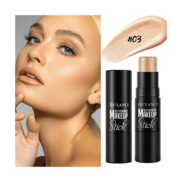 Stick de maquillage crème avec pinceau, bâton de maquillage 3 en 1 léger, imperméable, durable, idéal pour tous les tons de p