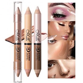 Lot de 2 crayons de contour, pour sculpter le visage, surligneur et contour, crayons bronzants, durables et étanches, sans cr