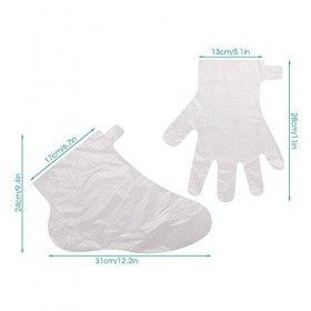 EOPER 200 Pièces Jetable Gant Couverture de Pieds avec 200 Pièces Autocollant, pour Soins des Pieds et des Mains