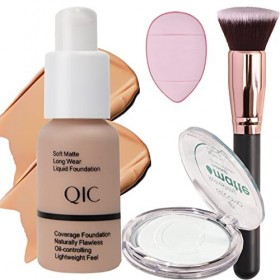 Fond de teint à couverture complète 24 heures mat avec pinceau pour fond de teint 04 