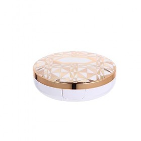 Lurrose Étui vide à coussin dair, boîte à coussin dair avec éponge et miroir rechargeable pour fond de teint BB crème doré