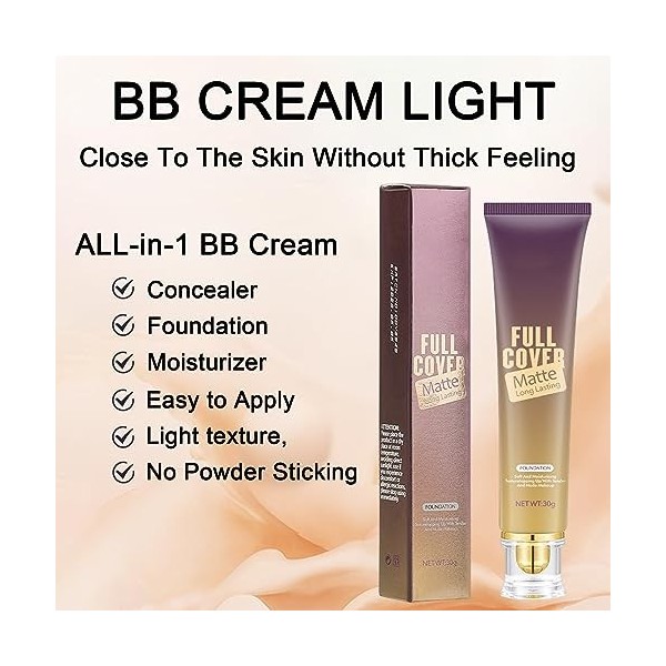 BB crème hydratante, fond de teint et correcteur à couverture complète, crème correctrice de couleur BB