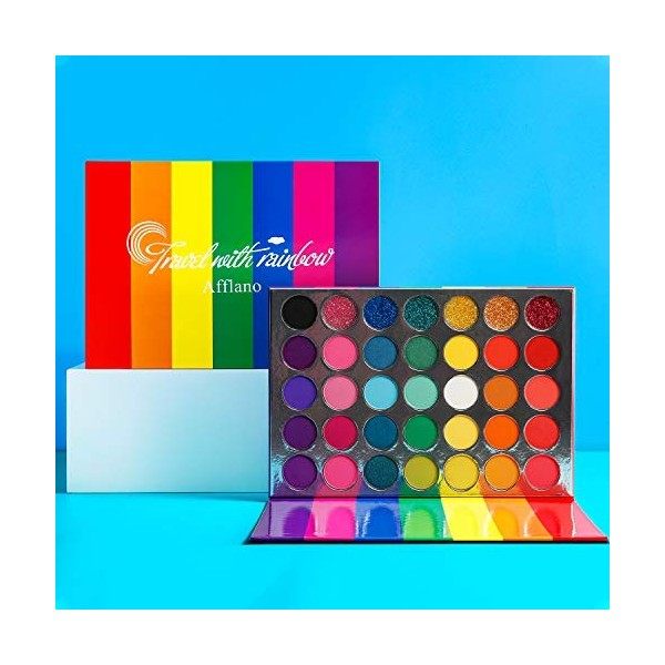 Palette Maquillage Yeux Couleur Professionnel,Afflano Eyeshadow Palette Travel With Rainbow, Paillette Mat Brillant Creme Nat