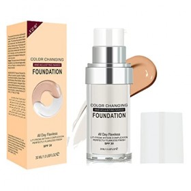 Fond de teint liquide qui change de couleur, fond de teint toute la journée, fond de teint liquide à couverture complète, lon