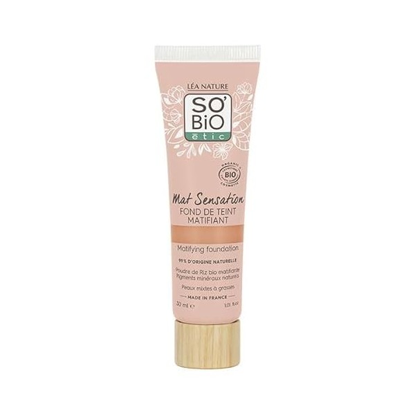 LÉA NATURE SO BiO étic| Fond de teint matifiant certifié Bio – Mat Sensation | Beige doré | Unifie & Matifie le teint | Fini 