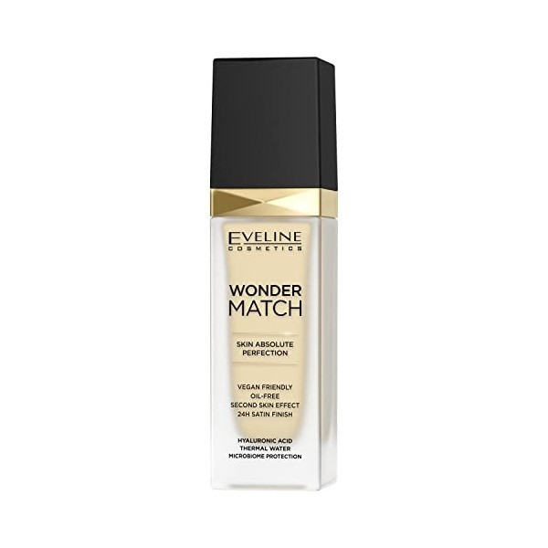 Eveline Cosmetics Wonder Match Fond de teint luxueux pour le visage, 30 ml, 01 Ivoiry