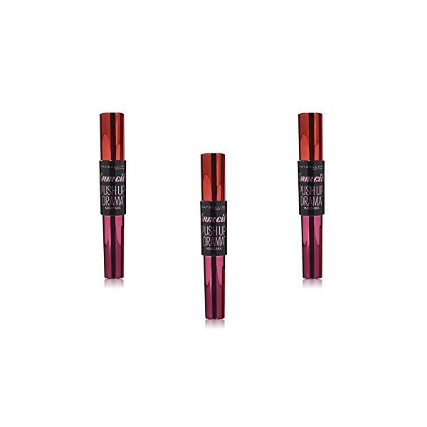 Maybelline New York Push Up Drama Mascara effet faux cils - Noir, Lot de 3