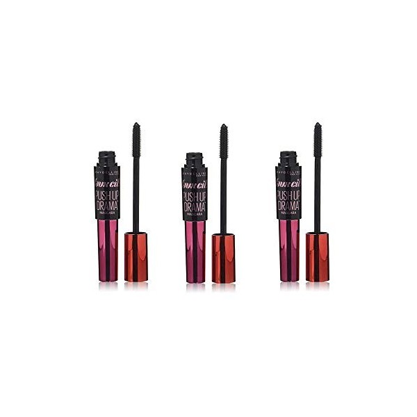 Maybelline New York Push Up Drama Mascara effet faux cils - Noir, Lot de 3