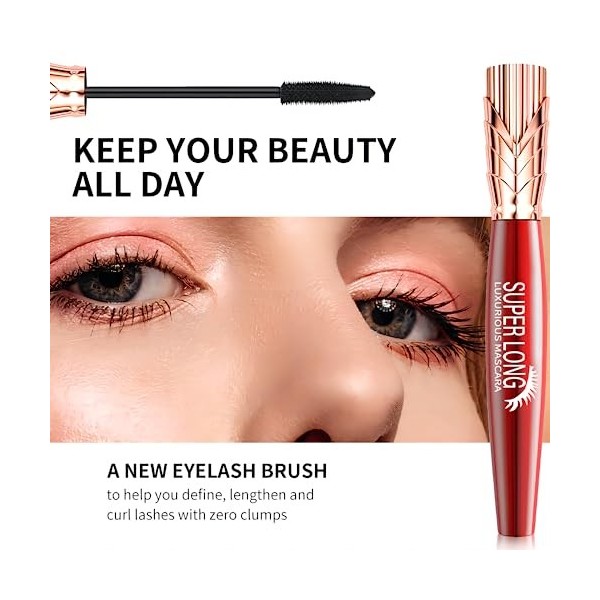 4D Mascara, Lash Extension Mascara, Mascara Volume ImperméAble Noir, Tient Toute La Journée Anti-maculage, Ajoute Du Glamour 