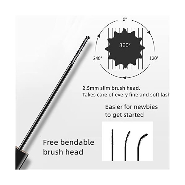 Mascara 4D, brossé pour les cils courts, mascara allongeant et épaississant imperméable pour un maquillage des yeux longue du