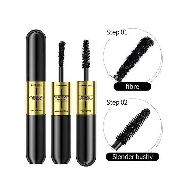 Mascara fibre de soie 4D,Silk Fiber Volume Mascaraa,mascara 2 en 1 pour un allongement naturel, Allongement de cils extra lon