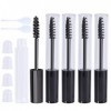 5 Pcs Tube Mascara Vide et Brosse, 10 ml Flacon Mascara Vide Plastique Mascara Tube Rechargeable avec 5 Inserts Caoutchouc 2 