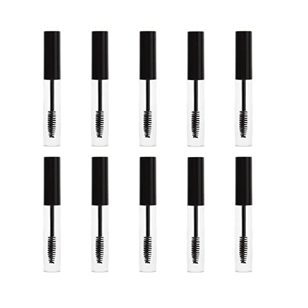 Tube de Mascara Vides de 10ml avec Baguette à Cils Flacon Rechargeables avec Inserts en Caoutchouc pour la Croissance des Cil