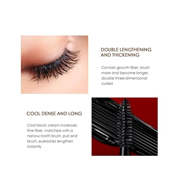 Beteligir Mascara Mascara noir, mascara imperméable à séchage rapide, fibres fines et application sans effort pour le maquill