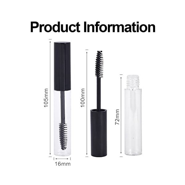 4 Pièces Tube Mascara Vide Tube de Cils Mascara Baguette Tube Vide Mascara Tubes Avec Cils Baguette Maquillage Brosse Cils Br