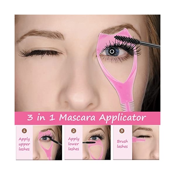 3 Pièces Outil de Brosse à Cils 3 en 1 Outil de Maquillage pour Cils Mascara Haut et Bas Cils Mascara Applicateur Cosmétique 