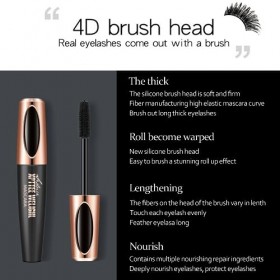 HOUSN Mascara Waterproof, 4D Silk Fiber Volume Mascara, Mascara Épaississant et Allongeant Noir, Tient Toute La Journée Anti-