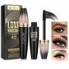 moulis Mascara Waterproof Noir, Mascara Pour Cils en Fibre de Soie 4D, Mascara Volume et Allongement Maquillage Naturel des Y