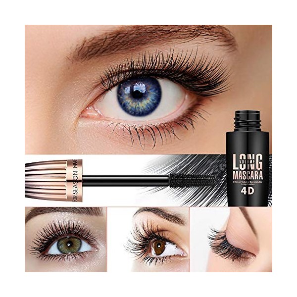 moulis Mascara Waterproof Noir, Mascara Pour Cils en Fibre de Soie 4D, Mascara Volume et Allongement Maquillage Naturel des Y