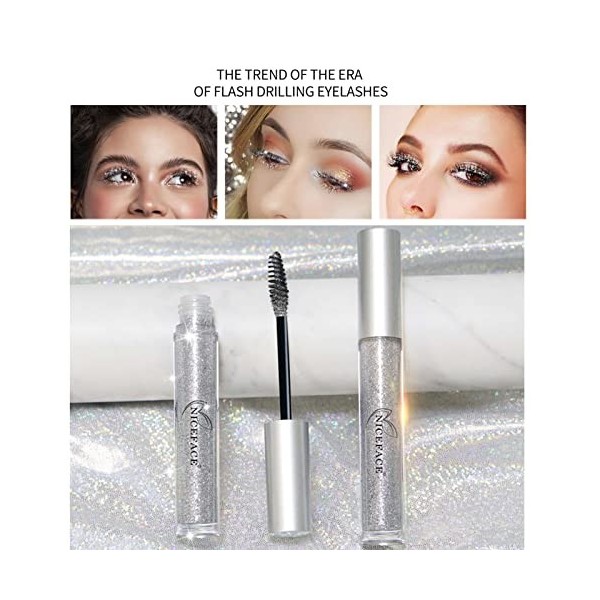 Mascara Glitter Lashes à SéChage Rapide ImperméAble à Leau Longue Durée Diamond Shiny Lash Mascara Glitter Lash Mascara Shin