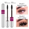 Mascara double embout en fibre de soie 4D, Mascara 2 en 1 pour un effet allongeant et épaississant naturel, Cils extra longs 