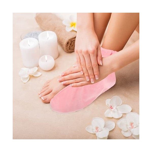 Lurrose 1 paire de chaussons en cire de paraffine pour le bain - Rose