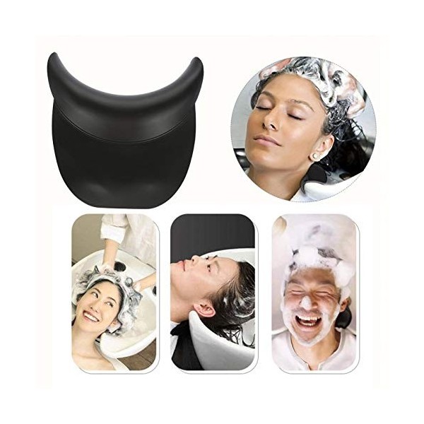 Repose Nuque de Bassin de Shampooing, Shampooing en Silicone Repose-Cou Coussin Salon de Coiffure Lavabo Outil Noir 