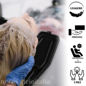 Lave-tête portable bon marché pour évier en plastique noir, sangle réglable. Lave-cheveux et tête professionnelle pour coiffe