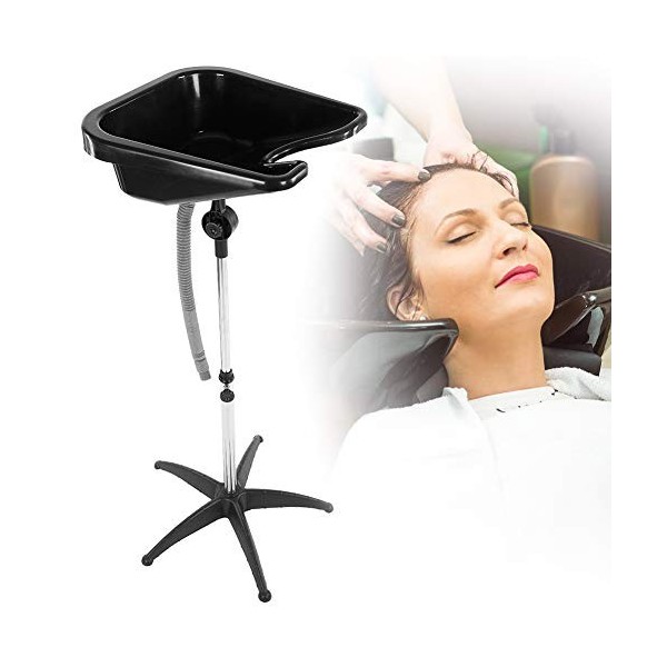 Lavabo de Coiffeur professionnel, Bac pour Lavage de Cheveux Lavabo mobile Réglable en Hauteur 73-107cm Lavabo de coiffeur Po