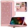 Étui Coque Samsung Galaxy A71,Housse Protection en Cuir à Rabat Portefeuille Etui Bling Glitter Paillettes Brillant,JAWSEU Po