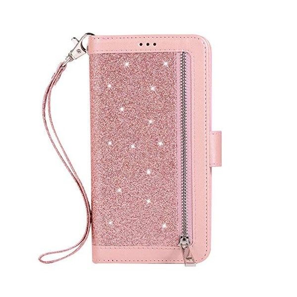 Étui Coque Samsung Galaxy A71,Housse Protection en Cuir à Rabat Portefeuille Etui Bling Glitter Paillettes Brillant,JAWSEU Po