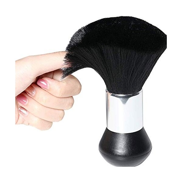 Cou Brosse, Coupe De Cheveux Brosse Noire Poignée Souple En Fibre De Cheveux Balayage Propre Cou Visage Pour Salon De Coiffur