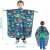 Cape de barbier professionnelle pour enfants avec brosse à poussière et fermeture réglable pour adultes motif dinosaure dess