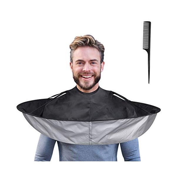 Lictin Coupe de Cheveux Coiffure Cape - Attache Auto-adhésive Coupe de Cheveux Cape, Barbe Rasage Tablier Parapluie Cape Étan