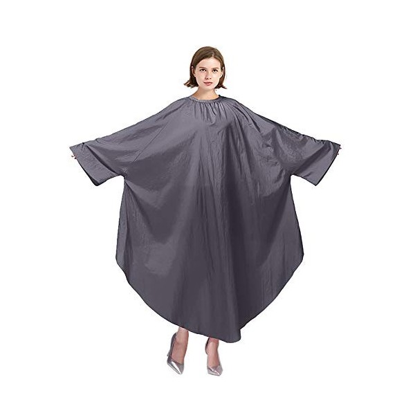 GOGO Barber Cape Salon Robe Robe Combinaison avec manches pour coiffure unisexe léger-noir