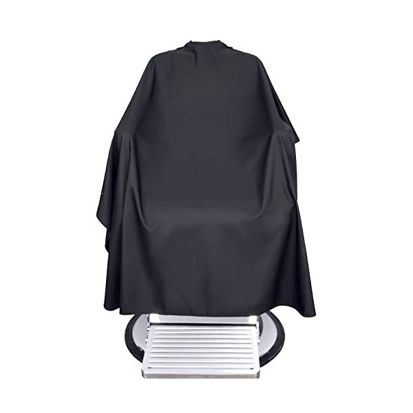 TRU BARBER Cape de Coiffeur XXL, avec collier en silicone, 100% polyester, cape de barbier professionnel, 127 x 147 cm