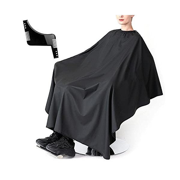 Cape de Coiffure, Noir Peignoir de Coiffure Capes de Coiffeur de Salon Pleine Longueur, de Vêtement, pour Coupe de Cheveux de