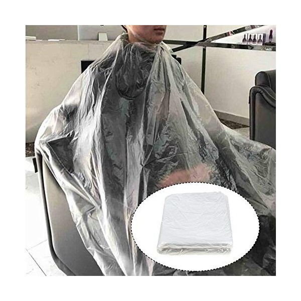 Rashion Lot de 100 capes de coiffeur jetables et imperméables Transparent