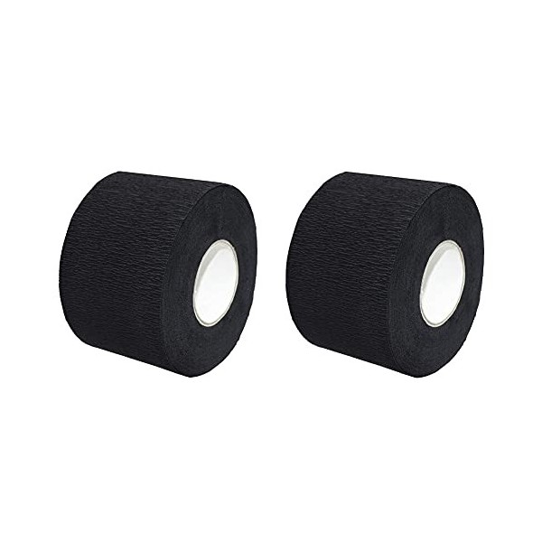 Lot de 2 rouleaux de bandelettes jetables en papier pour le cou de barbier - Accessoires pour salon de coiffure noir 