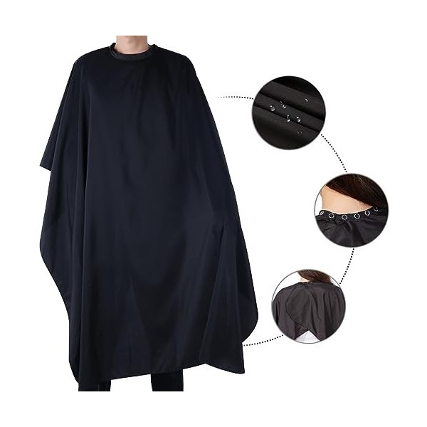 Salon Cheveux Coupe Robe Barber Cape Tissu - Noir