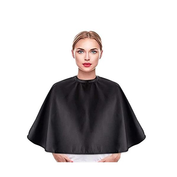 Cape de Cheveux Noir,Maquillage Cape, Cape de Coiffeur Adulte Noir,Cape de Maquillage pour Maquilleur Clients Esthéticienne C